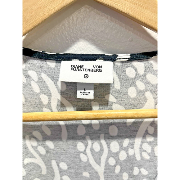 DVF Target Black Sea Spots Cotton Blend Wrap Dress - L - Picture 3 of 7